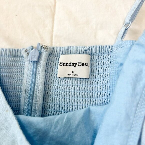 Aritzia Sunday Best Quaint Baby Blue Linen Blend Mini Dress Women’s Small - Picture 3 of 6